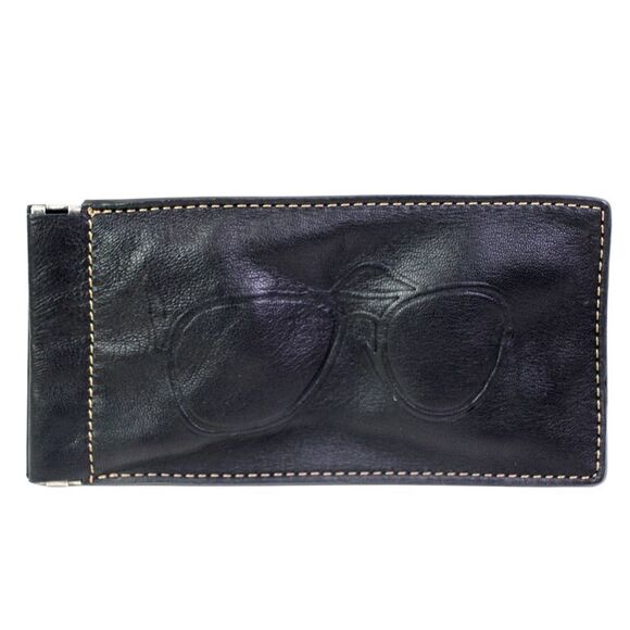 Fossil BLACK GENUINE LEATHER GLASSES SUNGLASSES CASE Sz 7"x3.5" - Picture 1 of 9